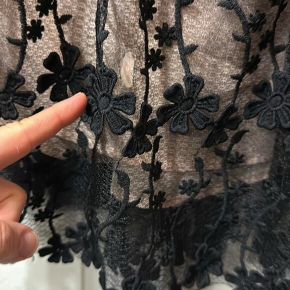 Endless Rose x Anthropologie midi dress black floral lace layered Size XS - Picture 6 of 7